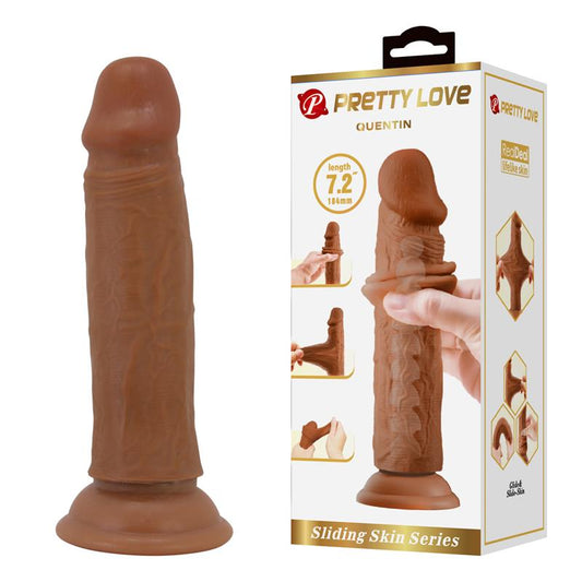 Quentin Dildo con Piel Deslizante-Retractil 18.4 cm